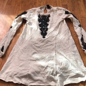 Free people cream embroidered dress size m